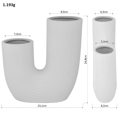 Vaso de Cerâmica Branco 25x23x8cm para Decoração e Arranjos