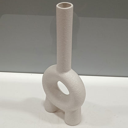 Vaso de Cerâmica Branco 24x10x4cm para Arranjos Florais