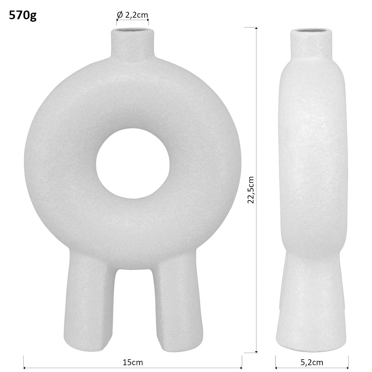 Vaso de Cerâmica Branco 22x15x5cm para Flores - Decoração Elegante