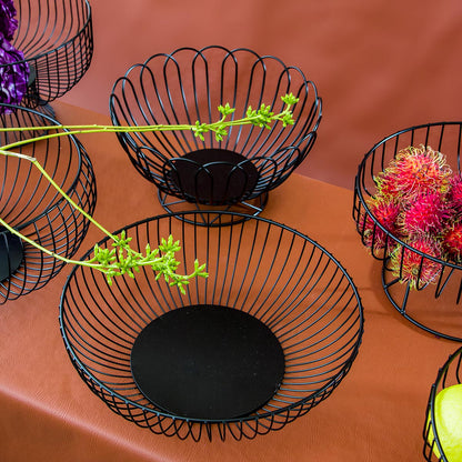 Fruteira de Metal Preta 28x28x8cm - Organizador de Frutas Elegante