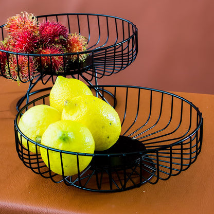 Fruteira de Metal Preto 25x25cm - Organizador de Frutas Moderno
