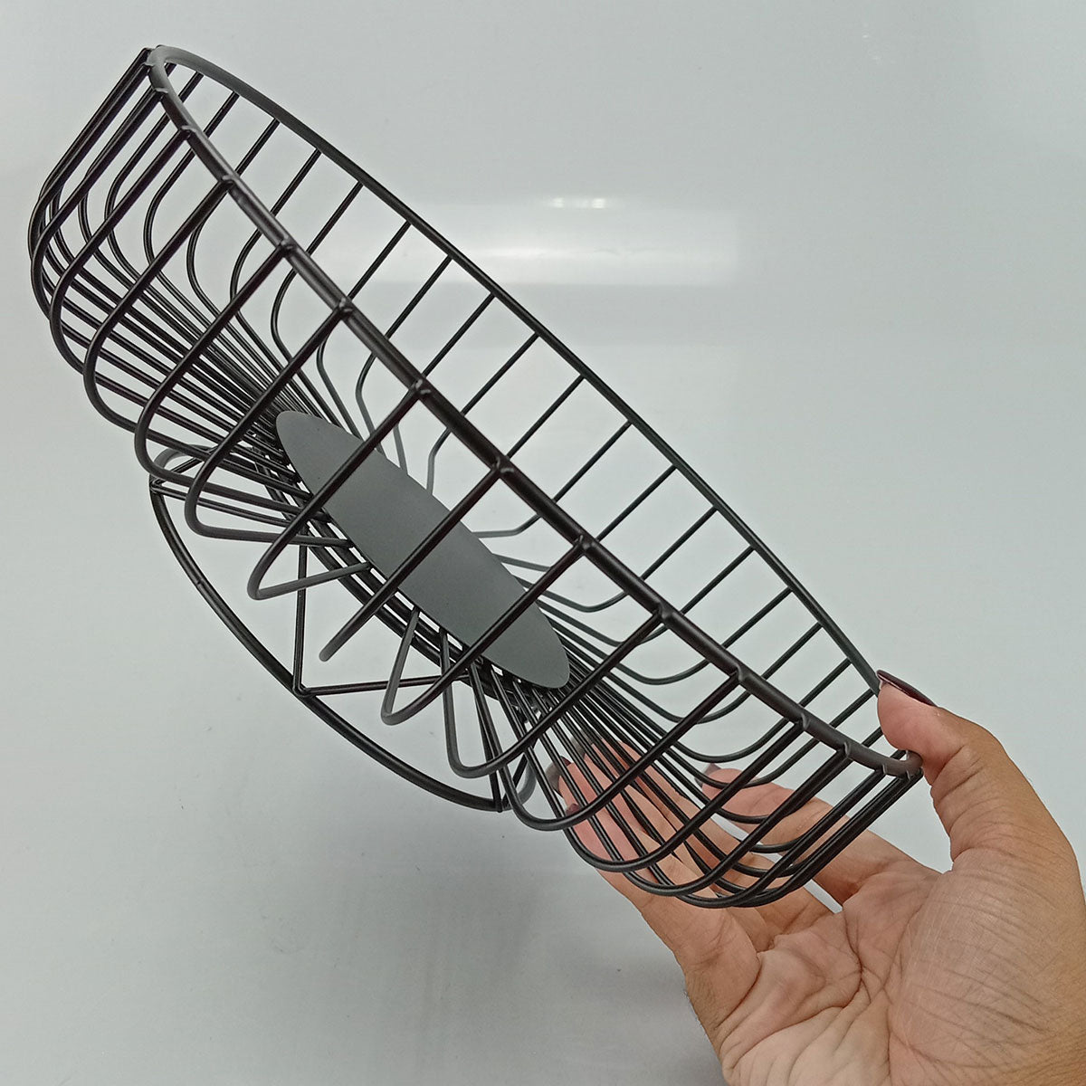 Fruteira de Metal Preto 25x25cm - Organizador de Frutas Moderno