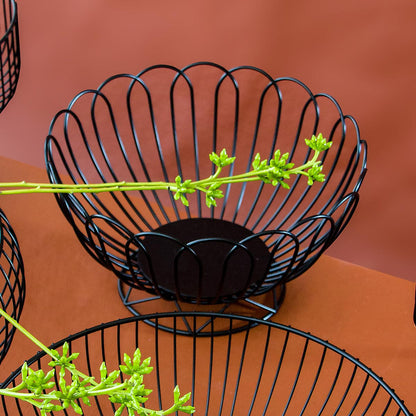 Fruteira em Metal Preto 14x24cm com Pé - Organizador de Frutas