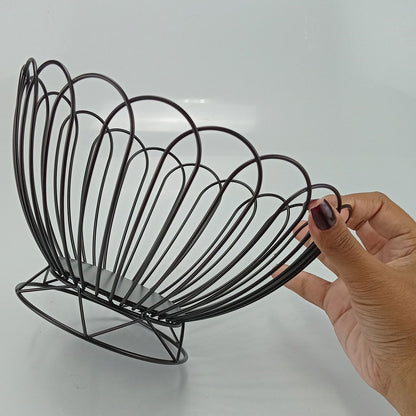 Fruteira em Metal Preto 14x24cm com Pé - Organizador de Frutas