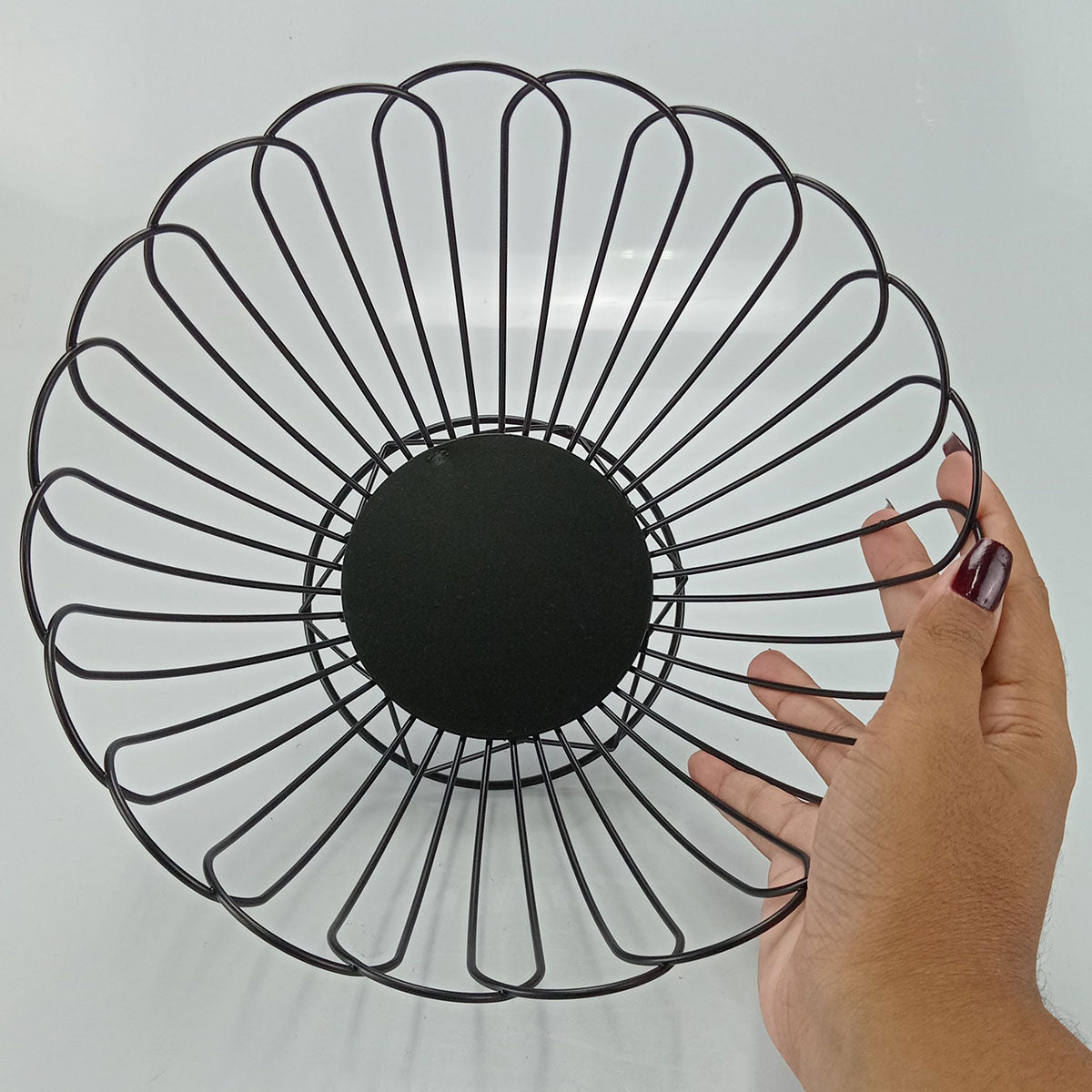 Fruteira em Metal Preto 14x24cm com Pé - Organizador de Frutas