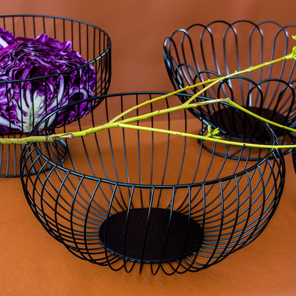 Fruteira de Metal Preta 12x26cm para Frutas - Organizador de Cozinha