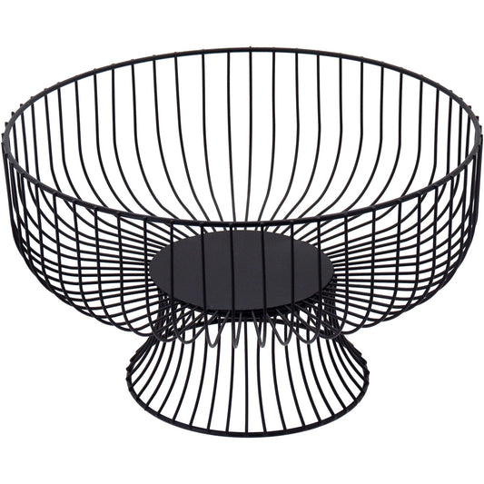 Fruteira de Metal Preto com Pé 15x26cm para Frutas Organizadas