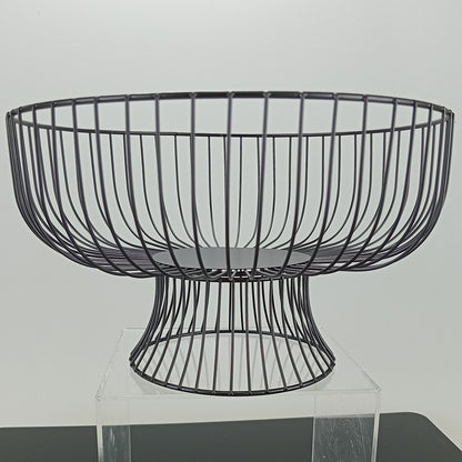 Fruteira de Metal Preto com Pé 15x26cm para Frutas Organizadas