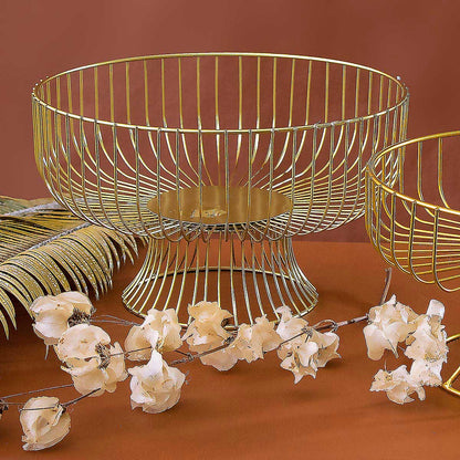 Fruteira Dourada de Metal 15x26cm para Frutas - Organizador Elegante