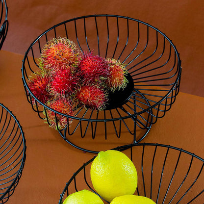 Fruteira com Pé de Metal Preto 13x25cm - Organizador de Frutas