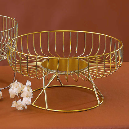 Fruteira Dourada com Pé de Metal 13x25,5cm para Frutas Organizadas