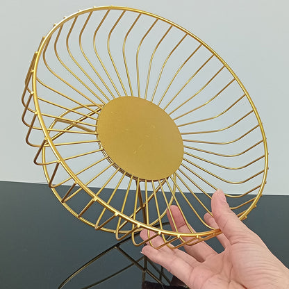 Fruteira Dourada com Pé de Metal 13x25,5cm para Frutas Organizadas