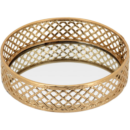 Bandeja Espelhada Dourada em Metal 5x15x15cm para Servir