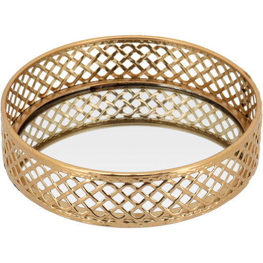 Bandeja Espelhada Dourada em Metal 5x15x15cm para Servir