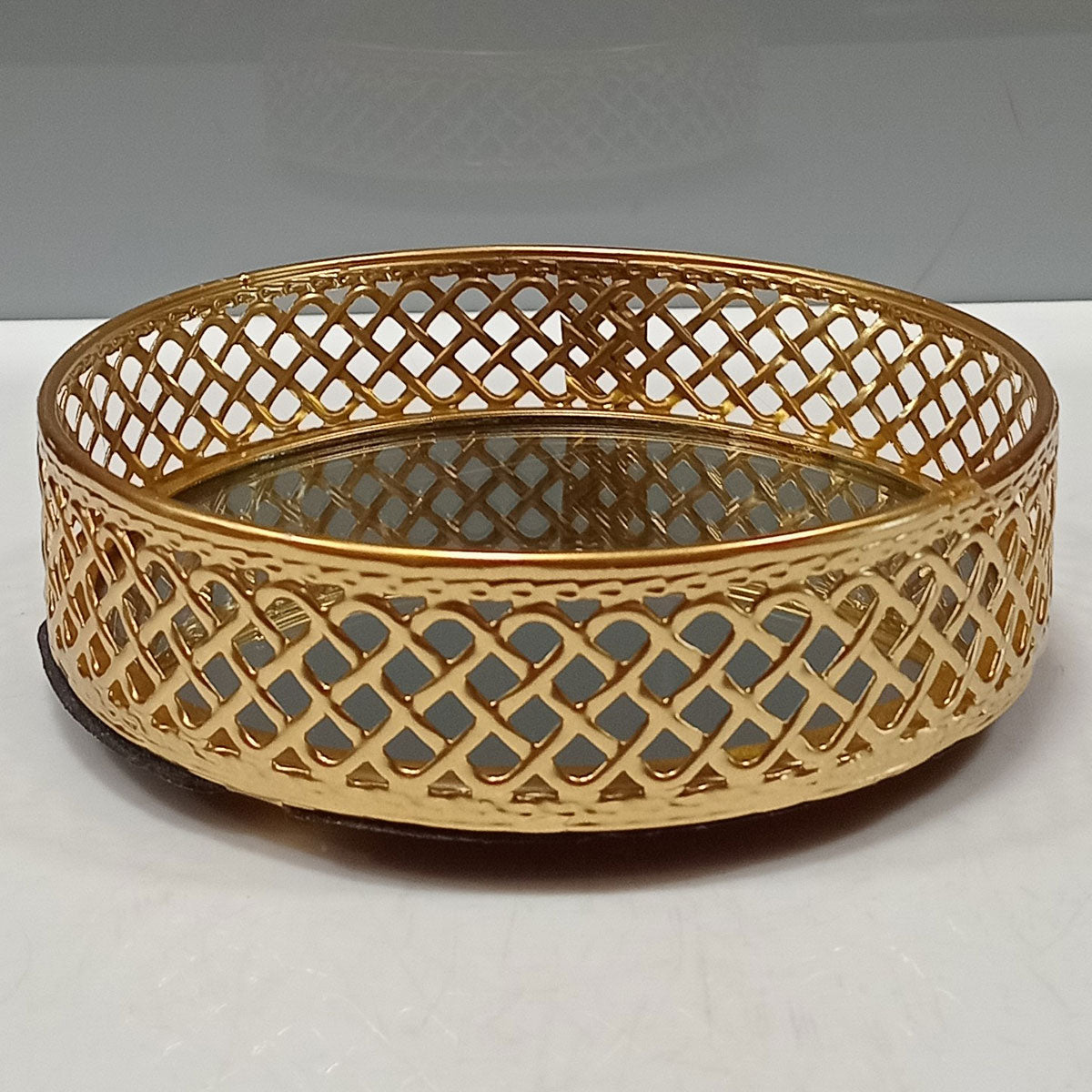 Bandeja Espelhada Dourada em Metal 5x15x15cm para Servir