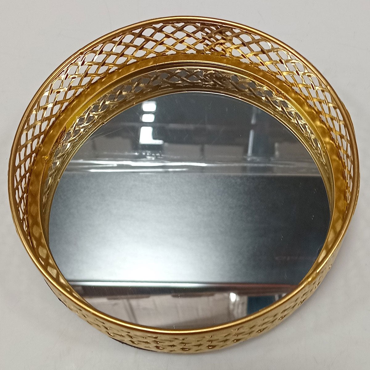 Bandeja Espelhada Dourada em Metal 5x15x15cm para Servir