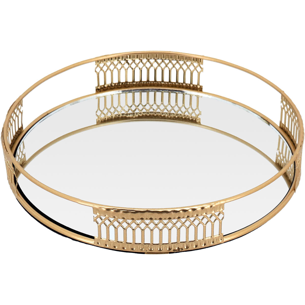 Bandeja Espelhada Dourada Metal 20x20cm para Servir com Elegância