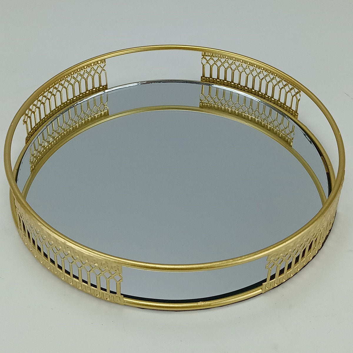 Bandeja Espelhada Dourada Metal 20x20cm para Servir com Elegância