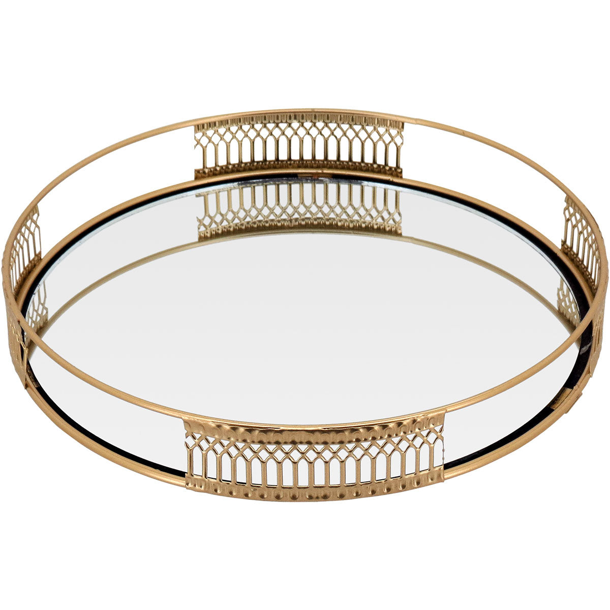 Bandeja Espelhada Dourada Metal 23x23cm para Servir e Decorar