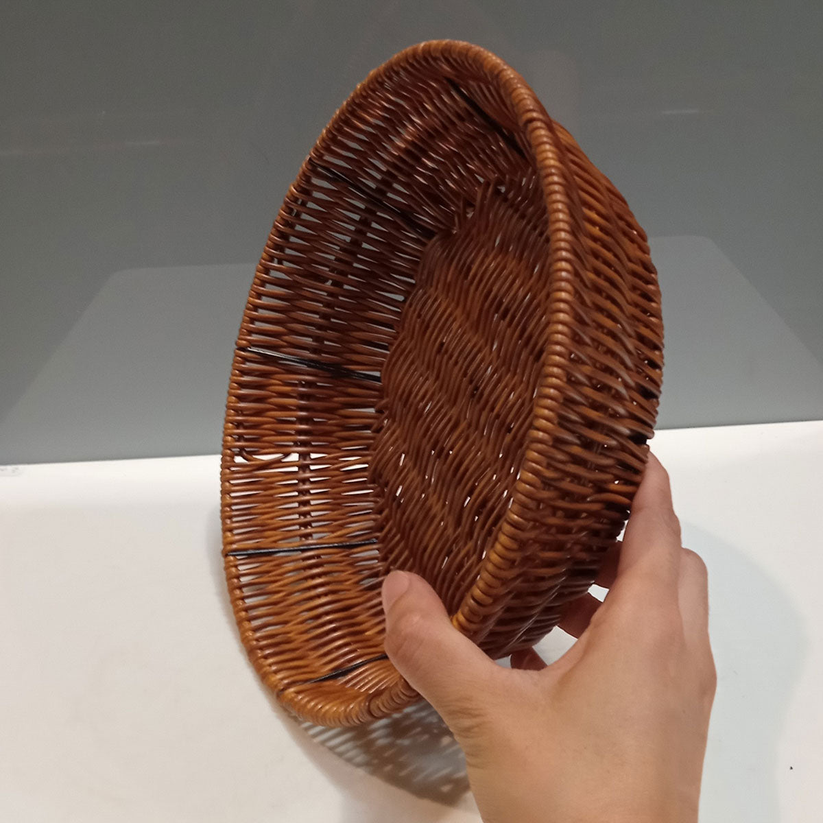 Cesta Plástico Marrom 6x25x25cm para Organização e Decoração