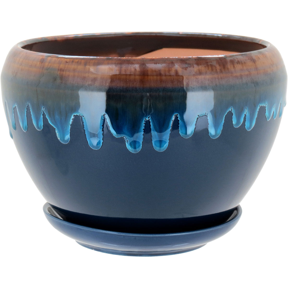 Conjunto de Cachepôs de Cerâmica Azul - 3 Peças em Vários Tamanhos