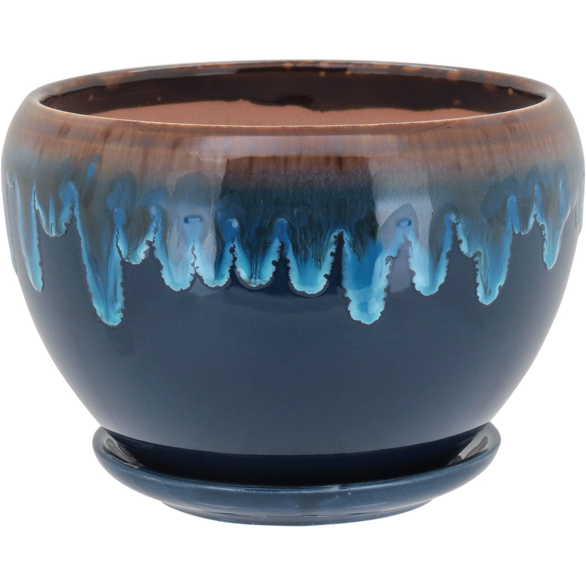 Conjunto de Cachepôs de Cerâmica Azul - 3 Peças em Vários Tamanhos