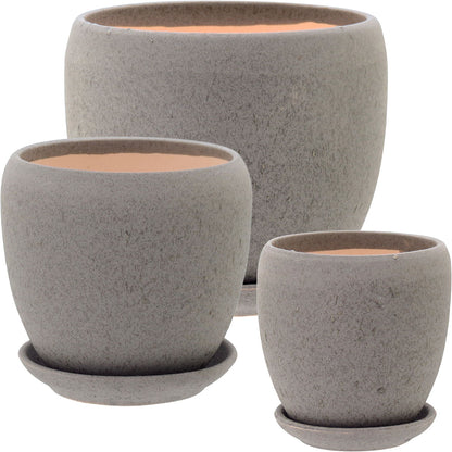 Cachepô de Cerâmica Cinza - Tamanhos G, M e P para Decoração