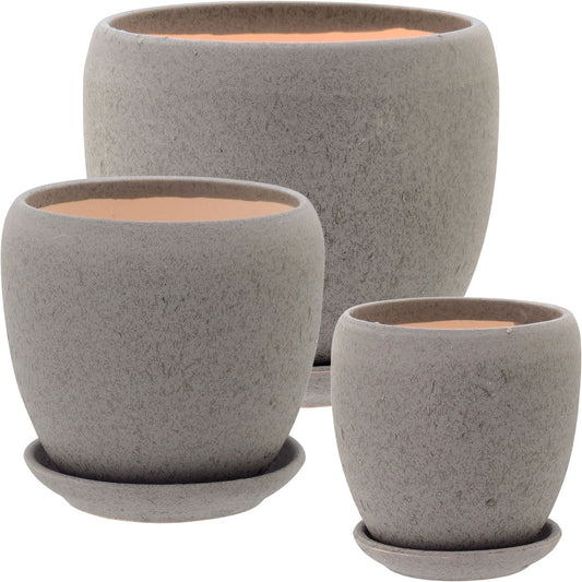 Cachepô de Cerâmica Cinza - Tamanhos G, M e P para Decoração