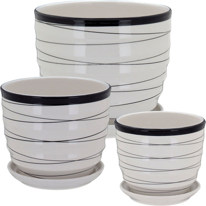 Conjunto de Cachepôs de Cerâmica Branca 3 Peças - Decoração Elegante