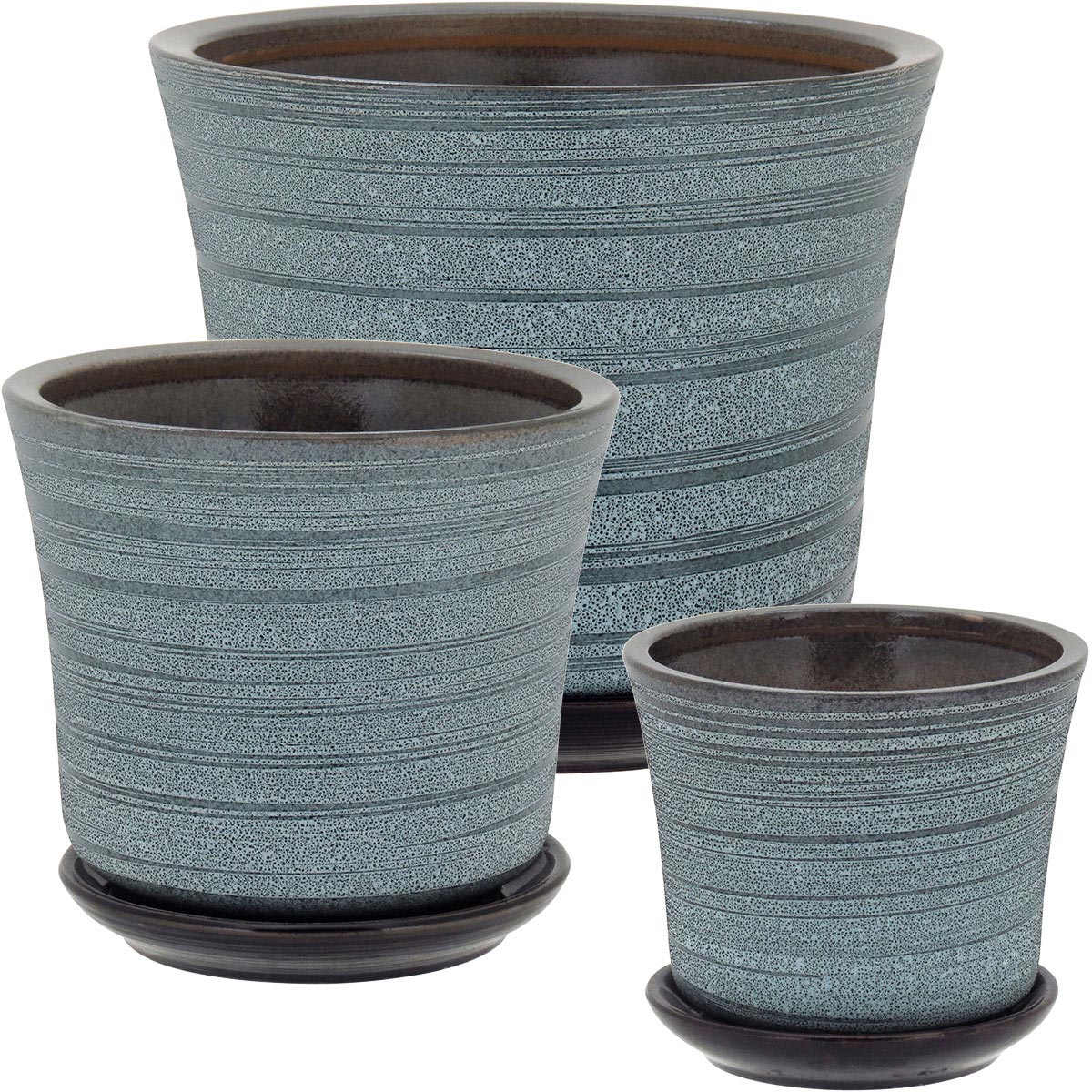 Conjunto de Cachepôs de Cerâmica Cinza - 3 Tamanhos Elegantes