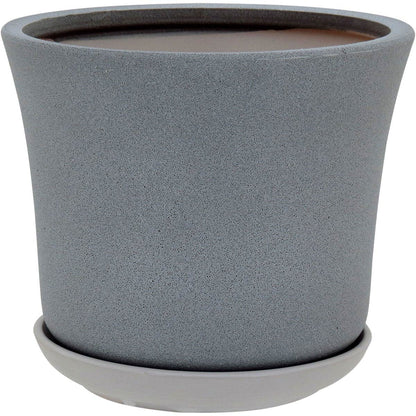 Conjunto de Cachepôs de Cerâmica Cinza - 3 Peças - Tamanhos G, M e P