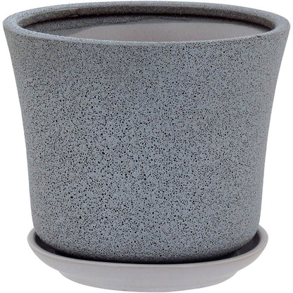 Conjunto de Cachepôs de Cerâmica Cinza - 3 Peças - Tamanhos G, M e P