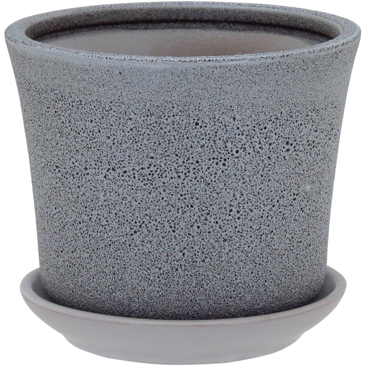 Conjunto de Cachepôs de Cerâmica Cinza - 3 Peças - Tamanhos G, M e P