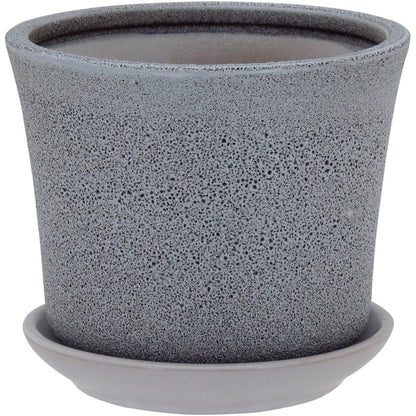 Conjunto de Cachepôs de Cerâmica Cinza - 3 Peças - Tamanhos G, M e P