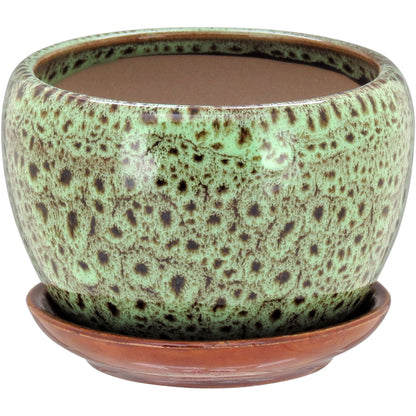 Conjunto de Cachepôs de Cerâmica Verde 3 Peças - Decoração Elegante