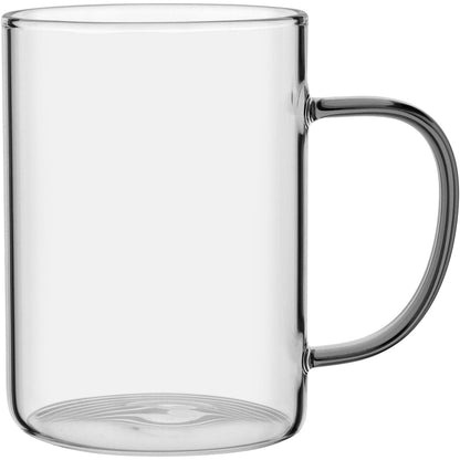Caneca Borossilicato Transparente 450ml Alça Cinza 12x8x8cm