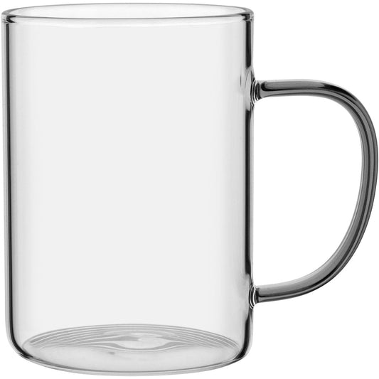 Caneca Borossilicato Transparente 450ml Alça Cinza 12x8x8cm