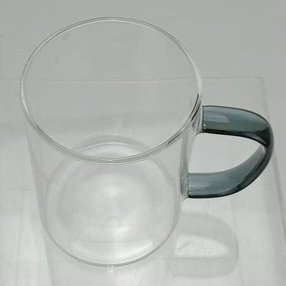 Caneca Borossilicato Transparente 450ml Alça Cinza 12x8x8cm