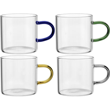 Conjunto 4 Xícaras Borossilicato Multicolor 100ml 5x5cm Transparente