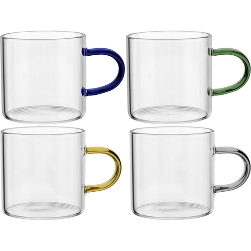 Conjunto 4 Xícaras Borossilicato Multicolor 100ml 5x5cm Transparente