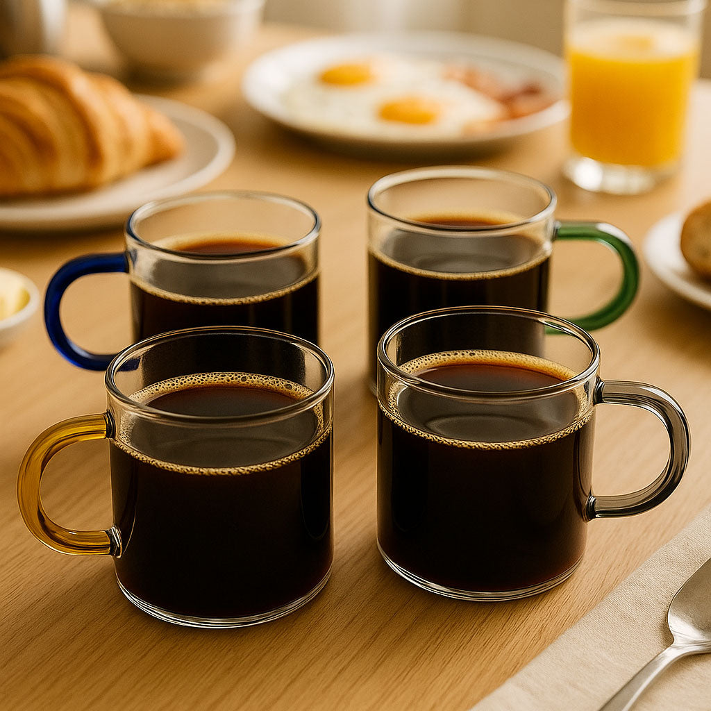 Conjunto 4 Xícaras Borossilicato Multicolor 100ml 5x5cm Transparente