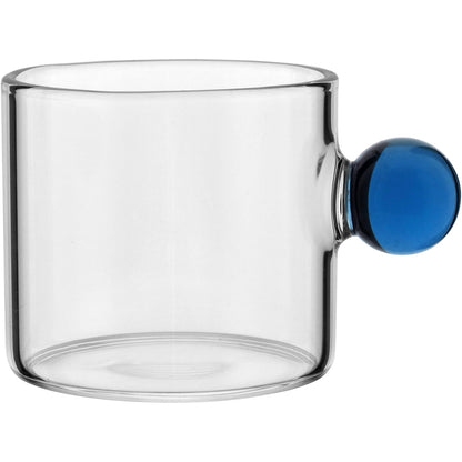 Conjunto 6 Xícaras Borossilicato 100ml Alças Multicoloridas Transparente