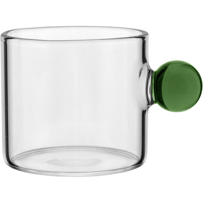 Conjunto 6 Xícaras Borossilicato 100ml Alças Multicoloridas Transparente