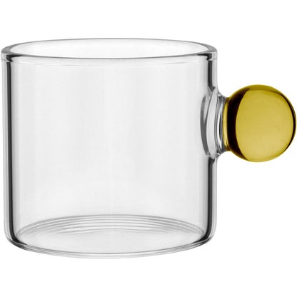 Conjunto 6 Xícaras Borossilicato 100ml Alças Multicoloridas Transparente