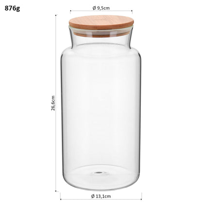 Pote de Armazenamento de Vidro Borossilicato 2,8L com Tampa de Bambu Transparente