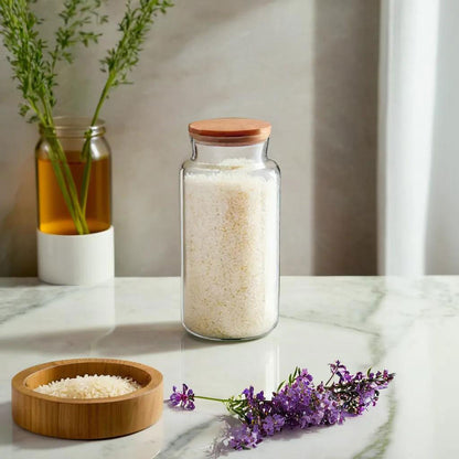 Pote de Armazenamento de Vidro Borossilicato 2,8L com Tampa de Bambu Transparente