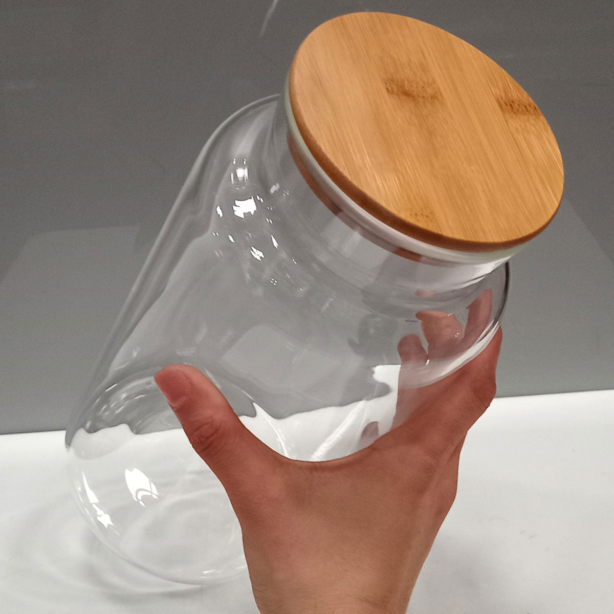 Pote de Armazenamento de Vidro Borossilicato 2,8L com Tampa de Bambu Transparente