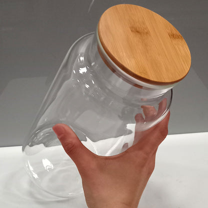 Pote de Armazenamento de Vidro Borossilicato 2,8L com Tampa de Bambu Transparente