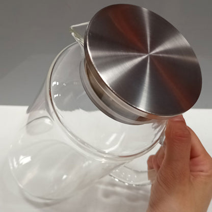 Jarra de Vidro Borossilicato com Tampa Inox 1,5L Transparente 23x16cm