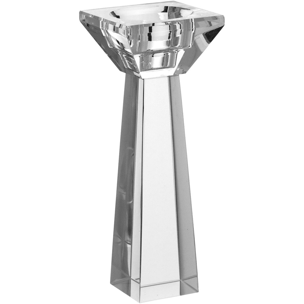 Castiçal de Cristal Transparente 17x6cm para Decoração Elegante